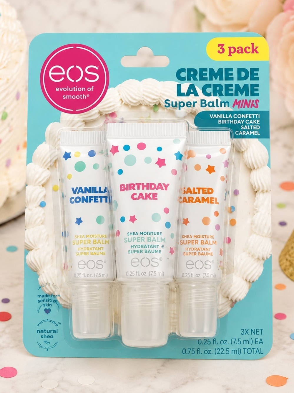 eos Creme de la Creme Super Balm Minis - White, Pink, Orange (3-Pack)